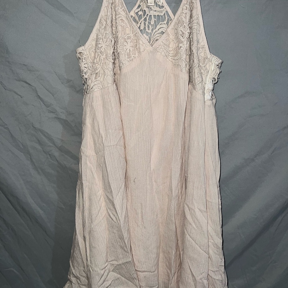 Elegant Lace-Trimmed Cream Mini Dress
